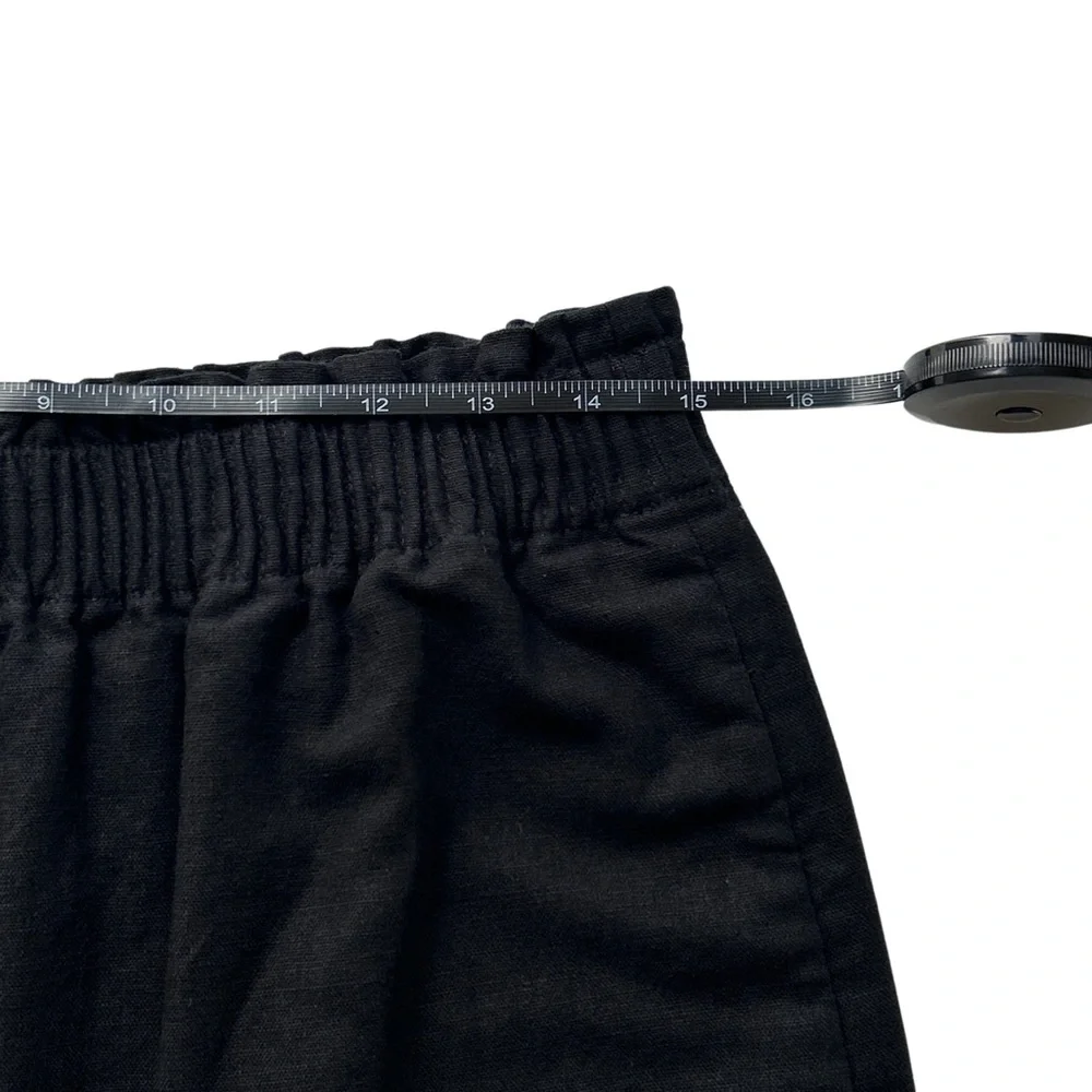 J Crew Linen Cotton Scalloped Hem Mini Skirt with Pockets - 10 - Black